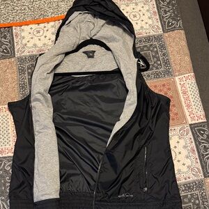 Eddie Bauer Black and Gray Hooded Women's Vest